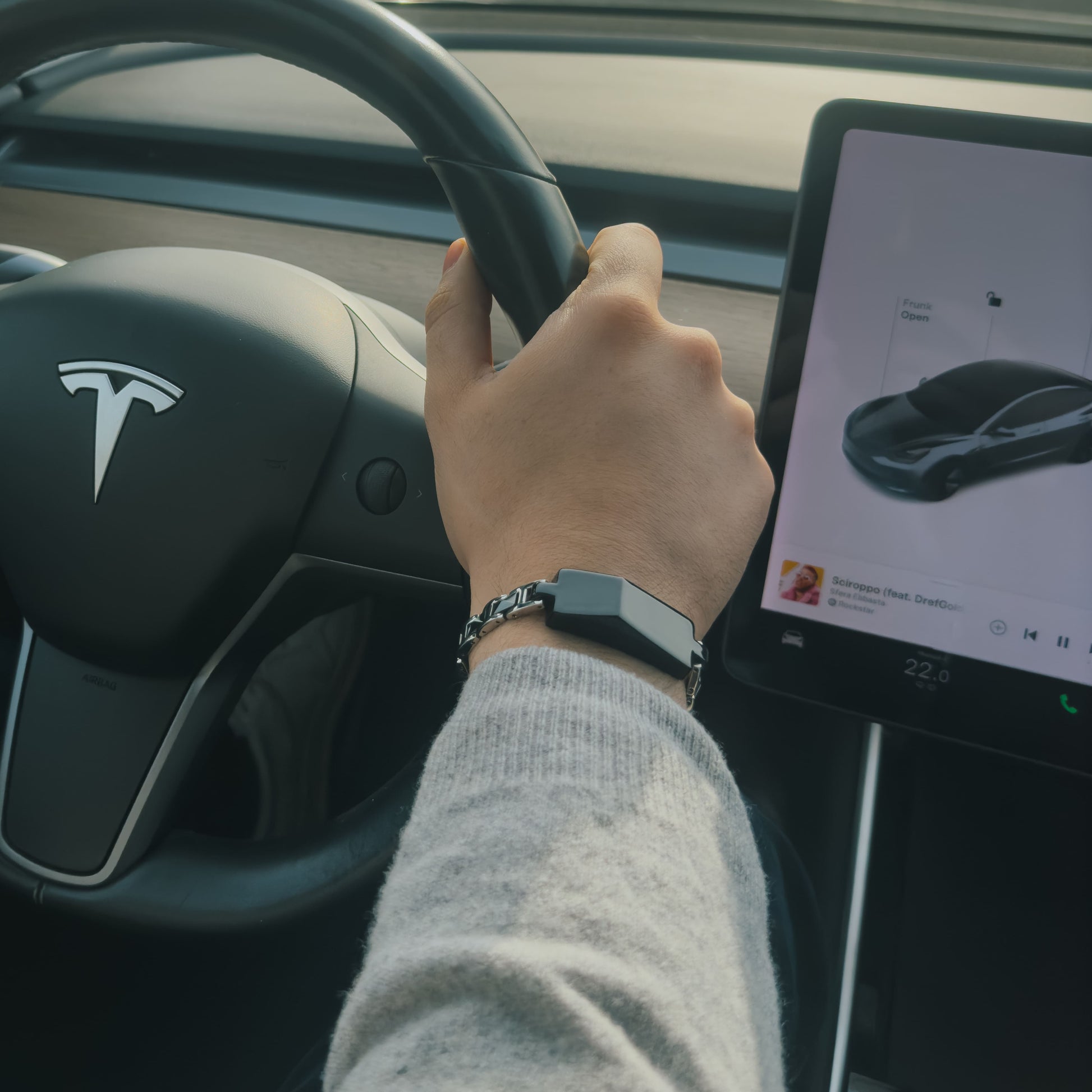 Wearing Cybertruck Bracelet while driving